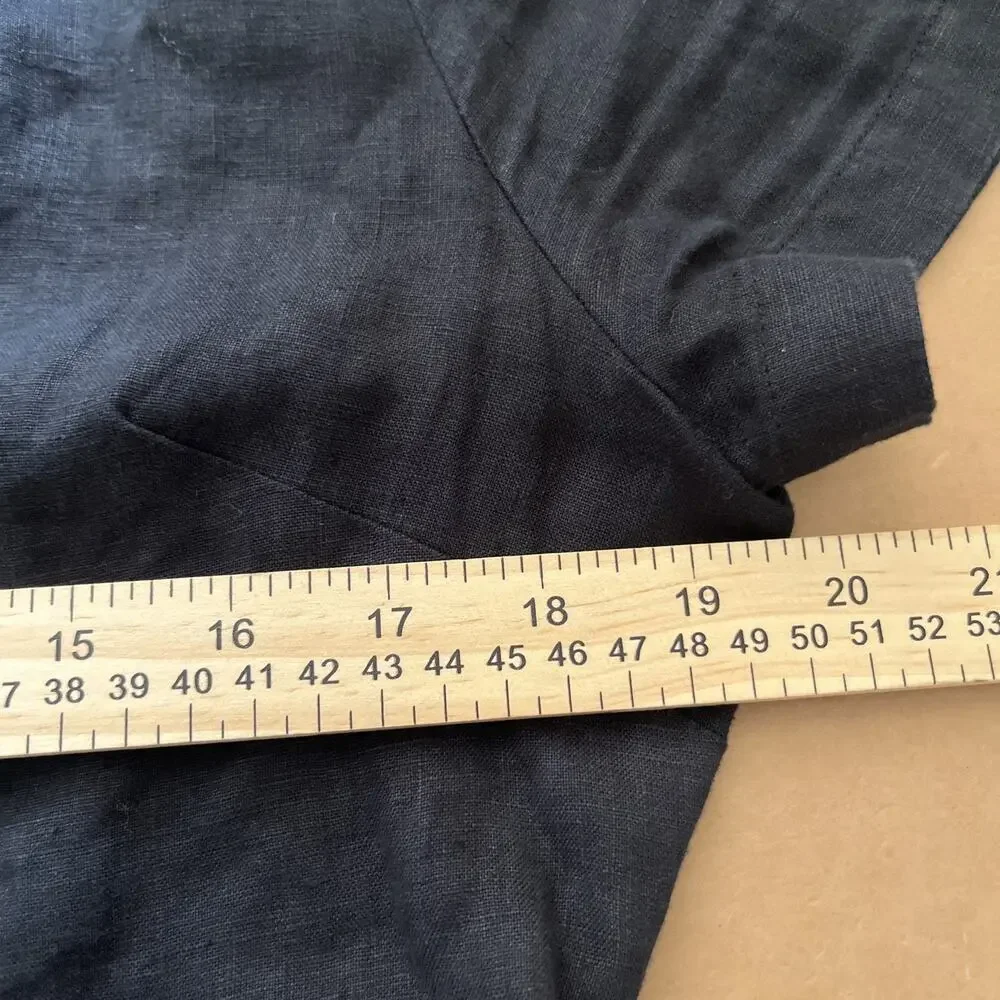 Quince 100% European Linen Button Front Dress | Black |Medium | Missing Belt - Picture 13 of 16